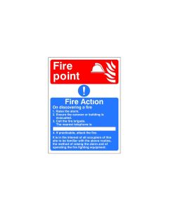 Fire Action Sign, Fire Point, Rigid Plastic