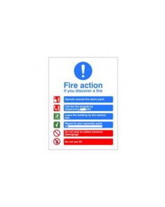 Fire Action Sign, Instructions with Signs, Rigid Plastic