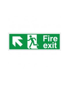 Fire Exit Sign, Up/Left Arrow, Rigid Plastic