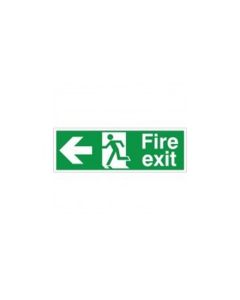 Fire Exit Sign, Arrow Left, Rigid Plastic
