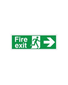 Photoluminescent Fire Exit Sign, Right Arrow, Rigid Plastic