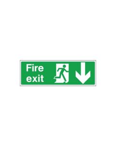 Photoluminescent Fire Exit Sign, Down Arrow, Rigid Plastic