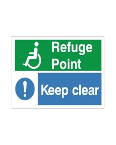 Refuge Point Keep Clear Sign, Rigid Plastic
