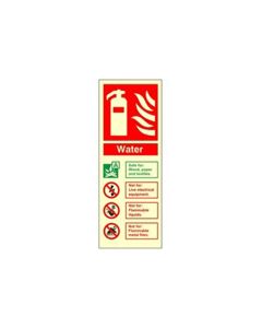 Photoluminescent Water Fire Extinguisher Identification Sign, Rigid Plastic