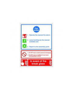 Photoluminescent Fire Action Instruction Sign