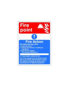 Photoluminescent Fire Action Sign, Fire Point, Rigid Plastic