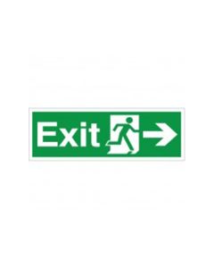 Photoluminescent Fire Exit Sign, Arrow Right, Rigid Plastic
