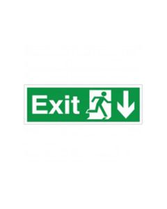 Photoluminescent Fire Exit Sign, Arrow Down, Rigid Plastic