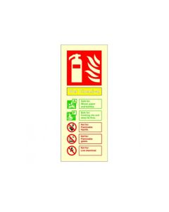 Photoluminescent Wet Chemical Fire Extinguisher Sign, Rigid Plastic
