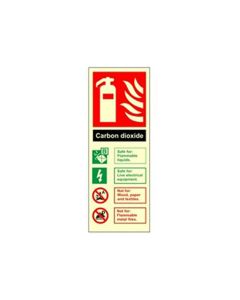 Photoluminescent Carbon Dioxide Fire Extinguisher Sign, Rigid Plastic