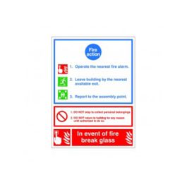Photoluminescent Fire Action Instruction Sign